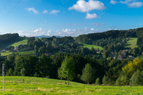 Panoramic view over Bohemian Switzerland, (Ceske Svycarsko), Hrensko, Czech republic, Central Europe