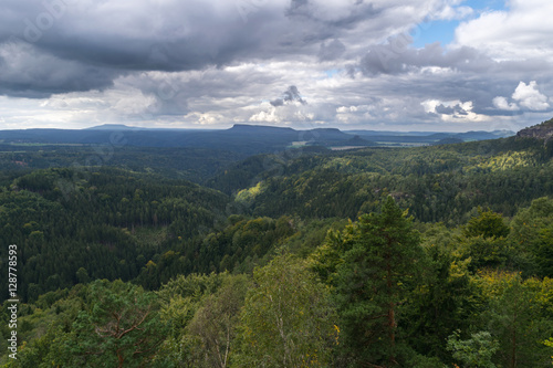 Panoramic view over Bohemian Switzerland   Ceske Svycarsko   Hrensko   Czech republic  Central Europe