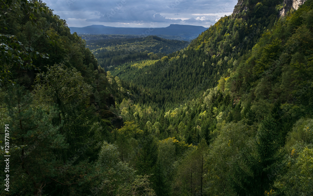 Hiking trail, Pravcicka gate, Saxon Switzerland National Park (Ceske Svycarsko), Hrensko, Czech republic, Central Europe 