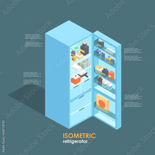 isometric fridge.flat illustration