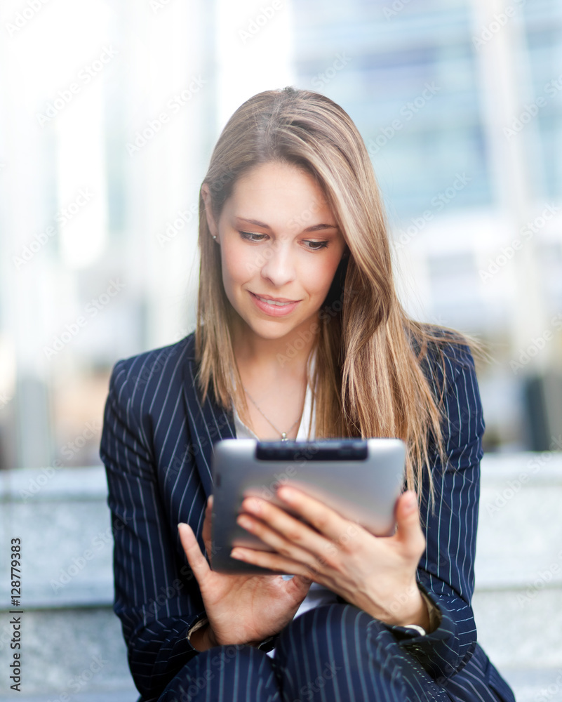 Businesswoman using a tablet