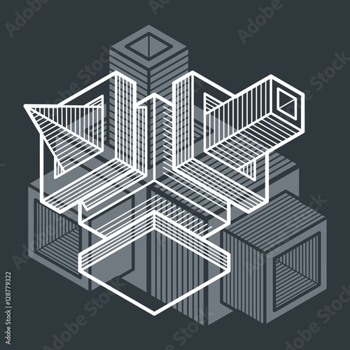 3D engineering vector, abstract shape made using cubes and geome