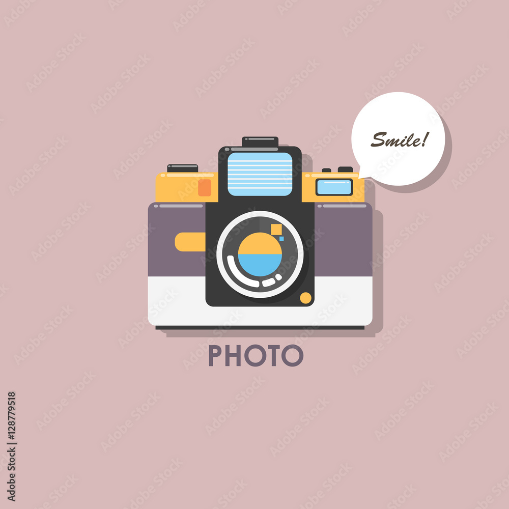 Hipster retro camera or photo icon. flat illustration. Hipster retro camera or photo icon. flat illustration.