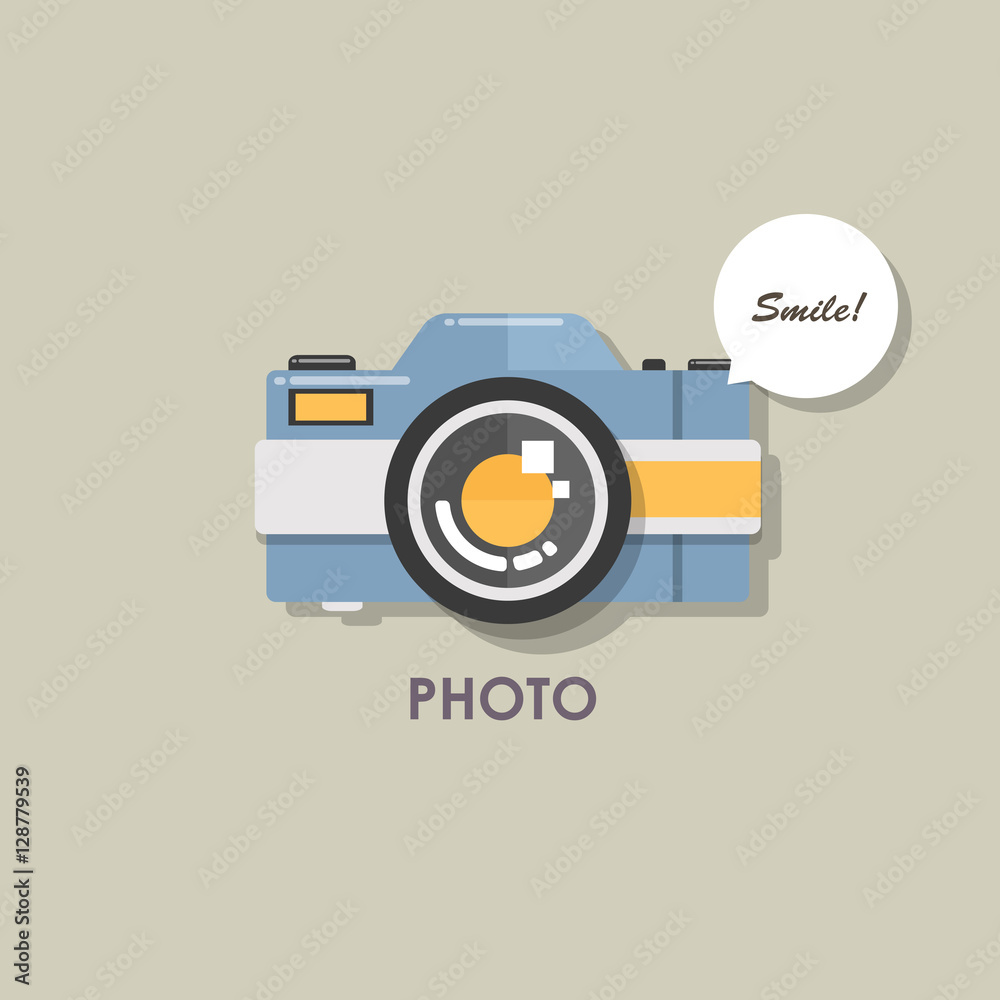 Hipster retro camera or photo icon. flat illustration. Hipster retro camera or photo icon. flat illustration.