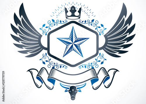 Heraldic emblem isolated vector illustration.