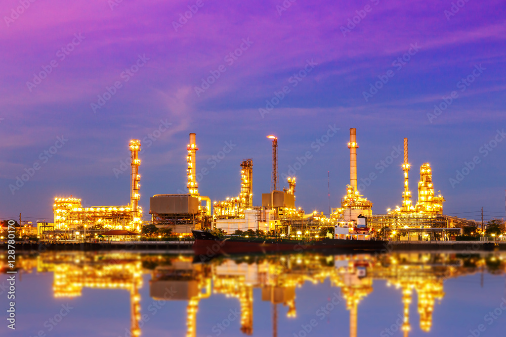 Oil refinery with water vapor in Bangkok,Thailand, petrochemical