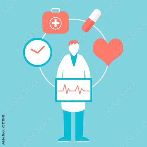 Doctor and heart health with medicine and cardiogram