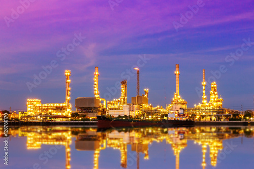 Oil refinery with water vapor in Bangkok,Thailand, petrochemical