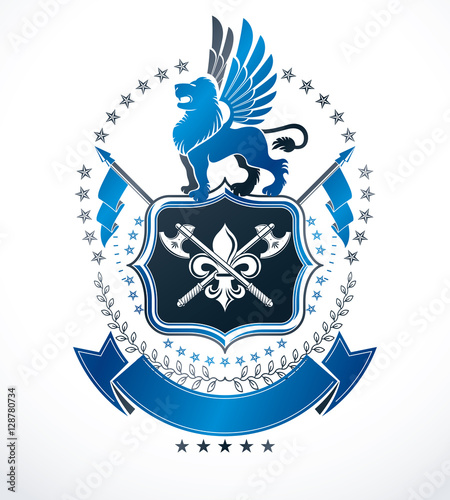 Heraldic sign, element, heraldry emblem, insignia, sign, vector.