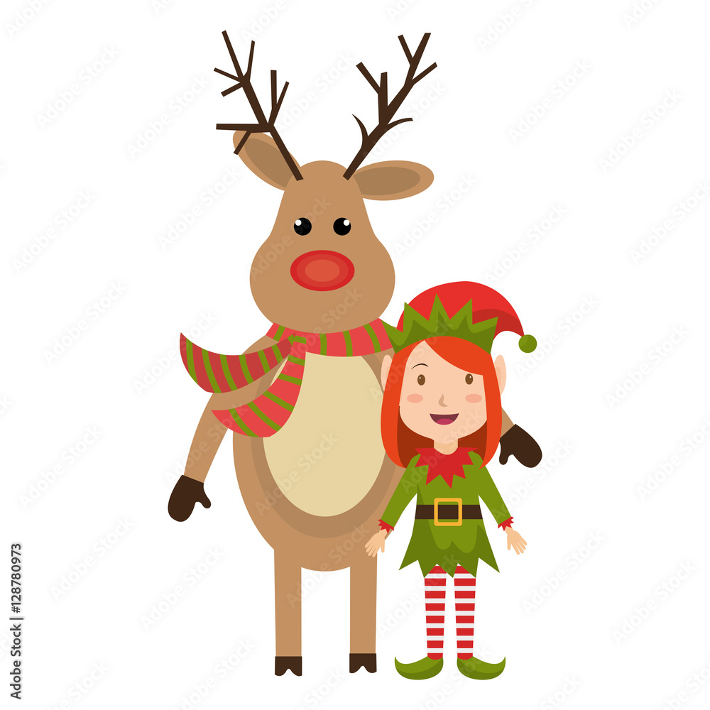 reindeer christmas character icon vector illustration design
