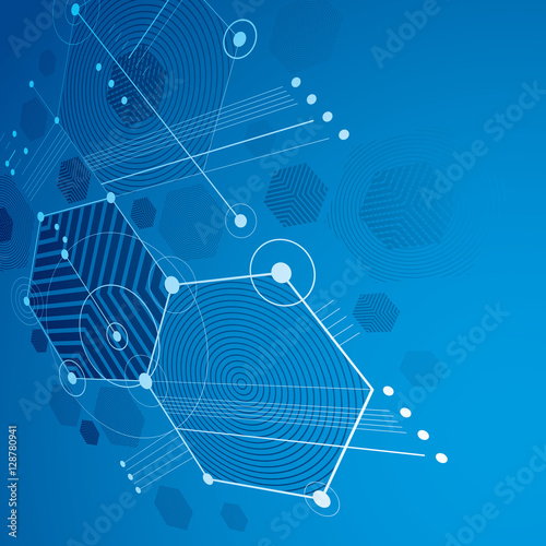 3d vector abstract blue background created in Bauhaus retro styl