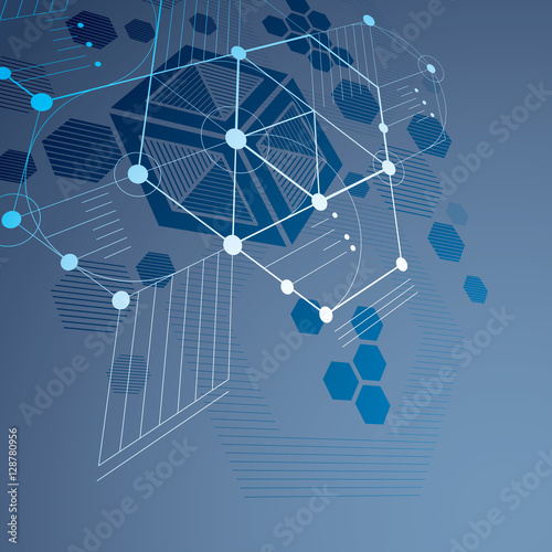 3d vector abstract blue background created in Bauhaus retro styl