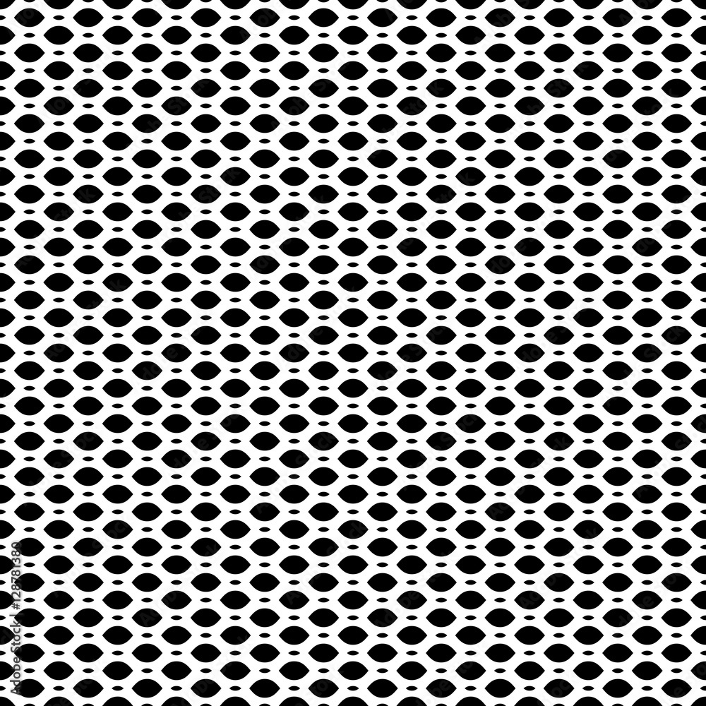 Vector seamless pattern, simple black & white geometric texture, monochrome  illustration on mesh, lattice, tissue structure. Endless abstract  background. Design element for prints, textile, digital Stock Vector