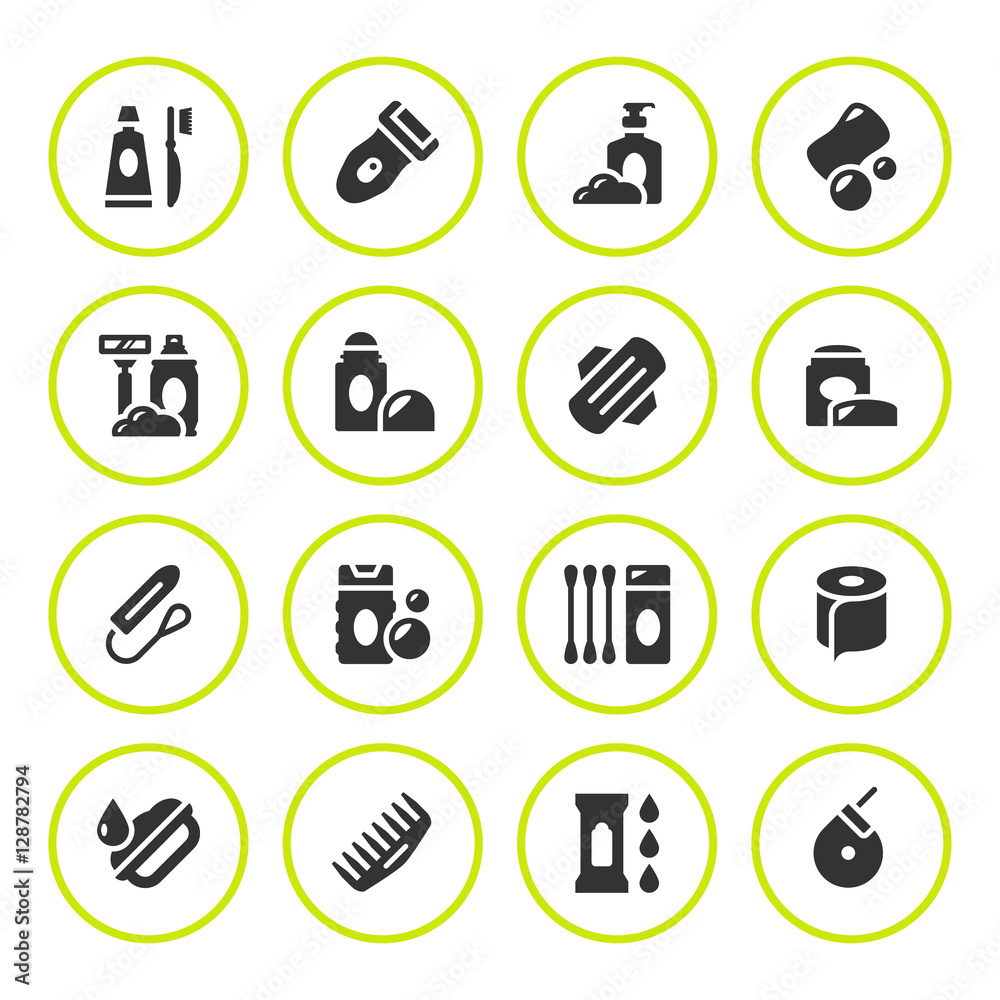 Set round icons of hygiene