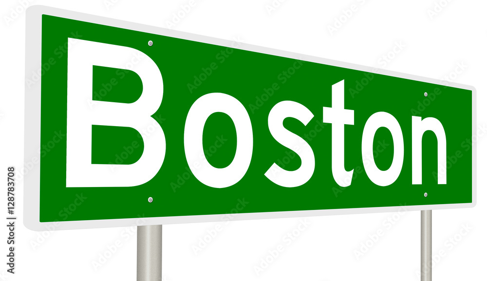 A 3d rendering of a highway sign for Boston, Massachusetts A 3d rendering of a highway sign for Boston, Massachusetts