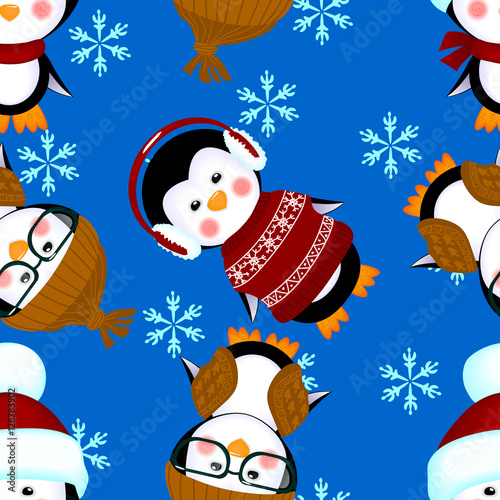 penguins seamless pattern clothes christmas