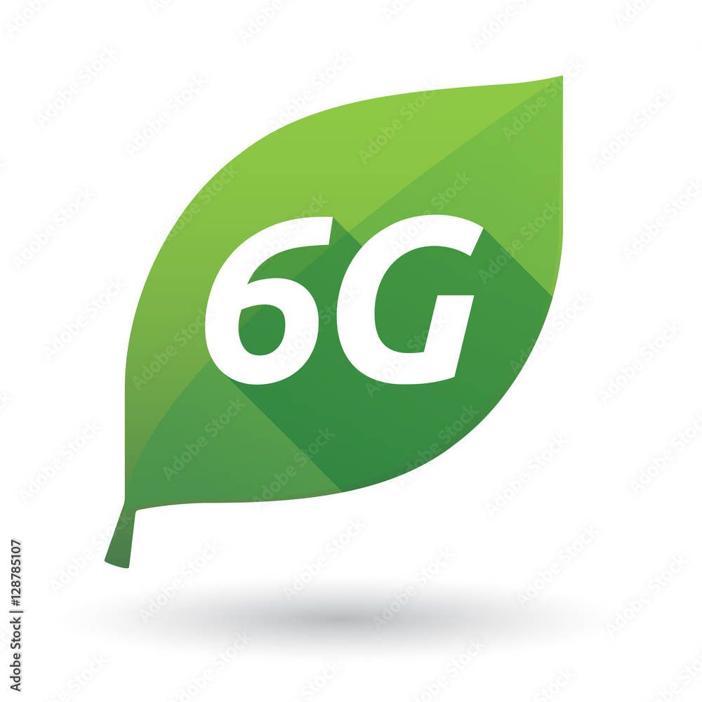 Isolated leaf icon with the text 6G Isolated leaf icon with the text 6G