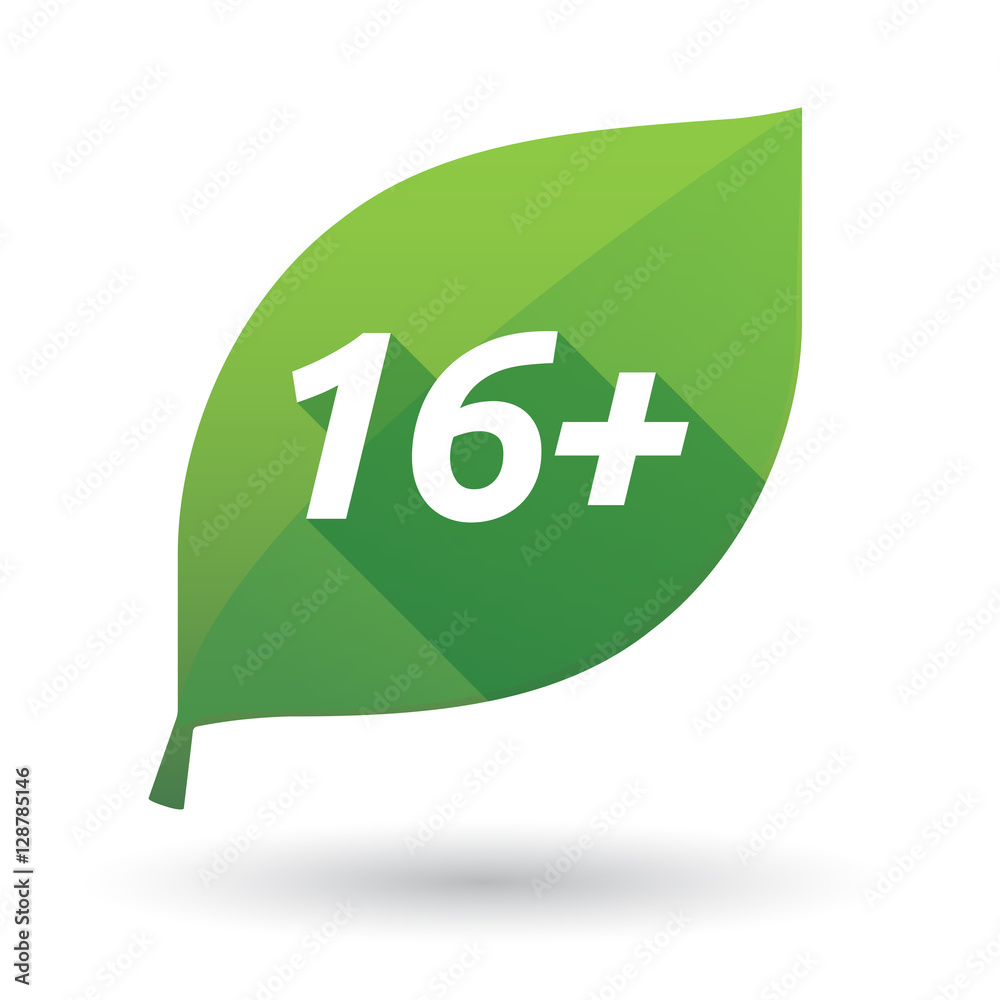 Isolated leaf icon with    the text 16+
