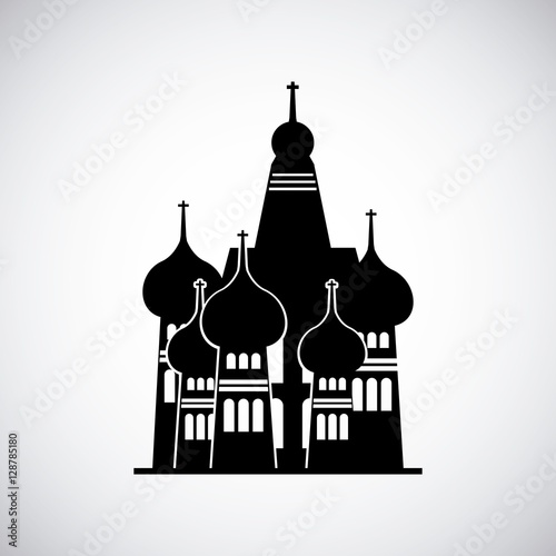 silhouette of St Basil Cathedral in Red Square, Moscow, Russia. Vector illustration