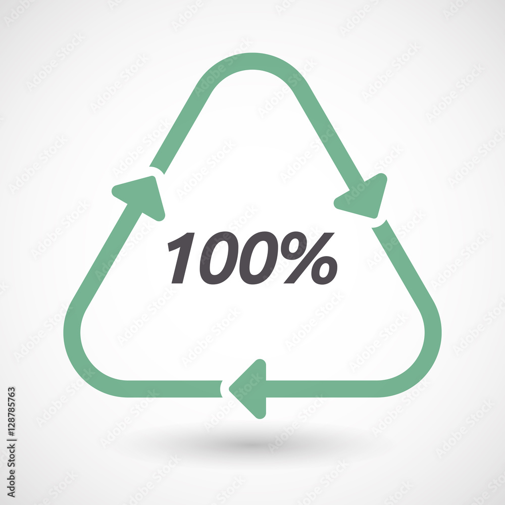 Isolated recycle sign with the text 100% Isolated recycle sign with the text 100%