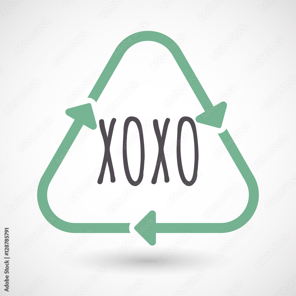 Isolated recycle sign with    the text XOXO