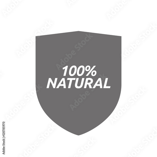 Isolated shield with the text 100% NATURAL
