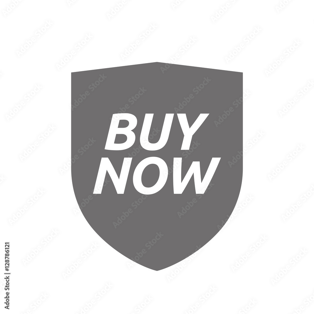 Isolated shield with    the text BUY NOW