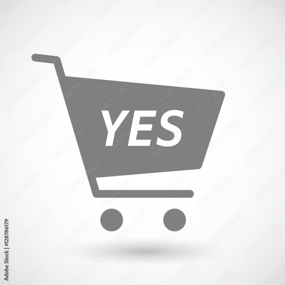 Isolated cart with the text YES Isolated cart with the text YES