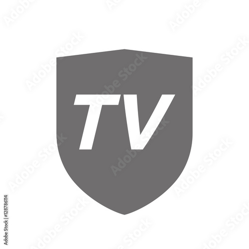 Isolated shield with    the text TV