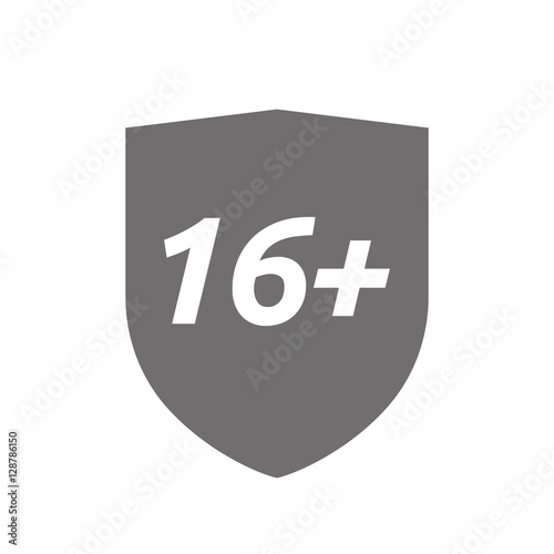 Isolated shield with    the text 16+