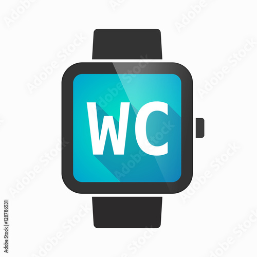 Isolated smart watch with    the text WC