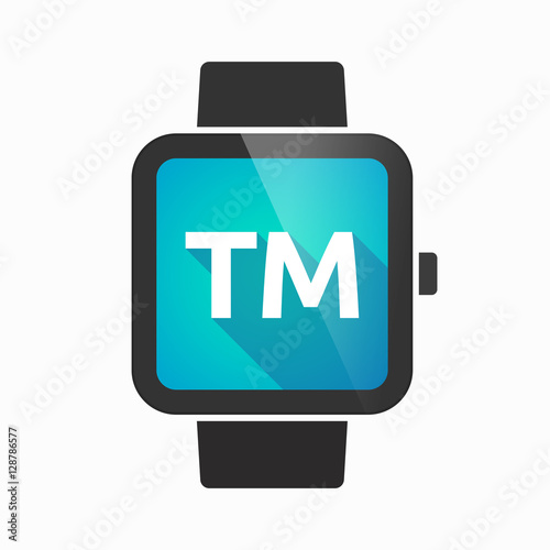 Isolated smart watch with    the text TM
