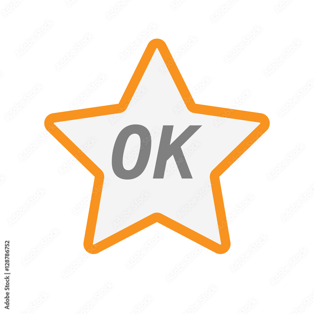 Isolated star icon with the text OK Isolated star icon with the text OK