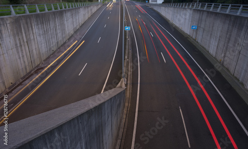the light trails on the street in Basque Country
