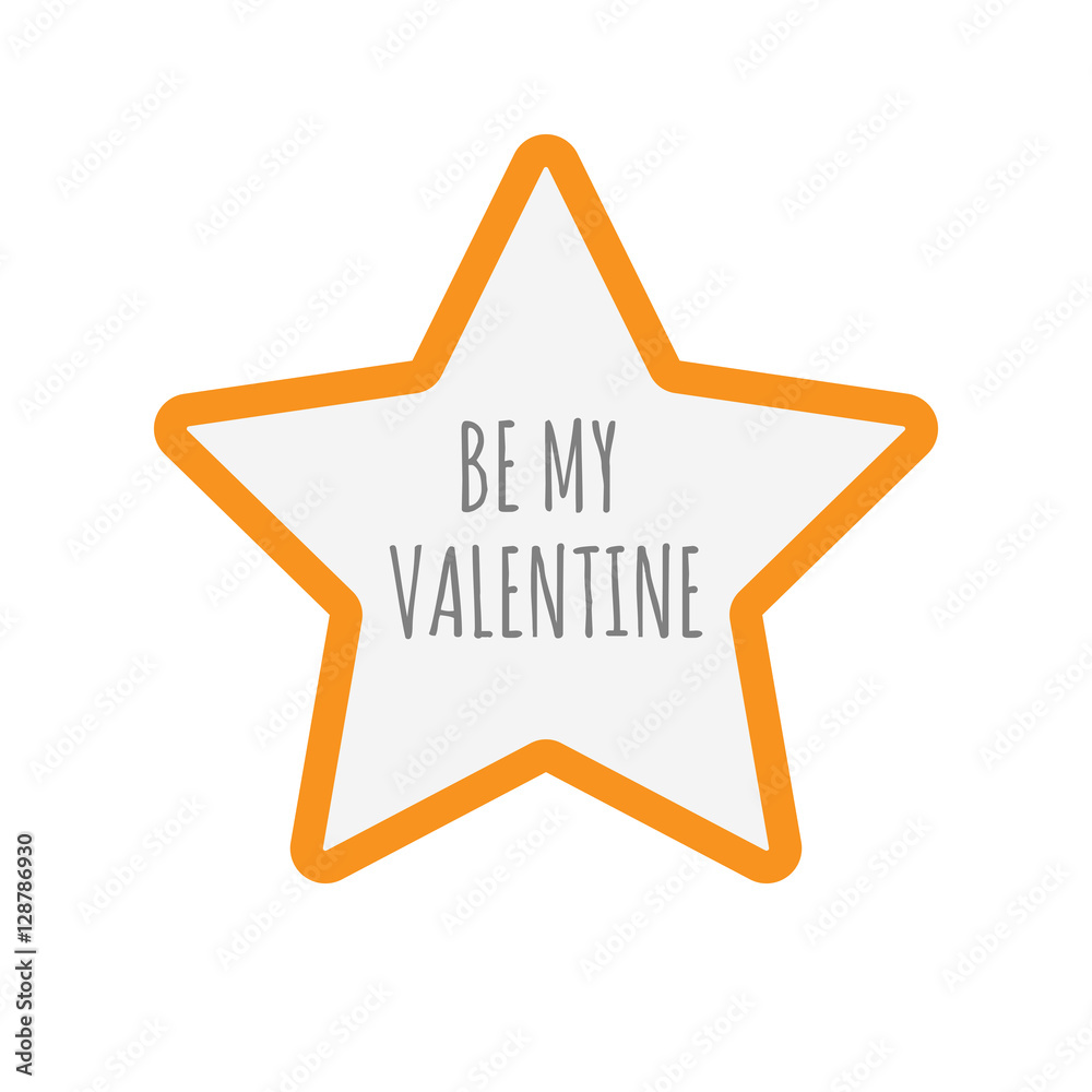 Isolated star icon with the text BE MY VALENTINE Isolated star icon with the text BE MY VALENTINE