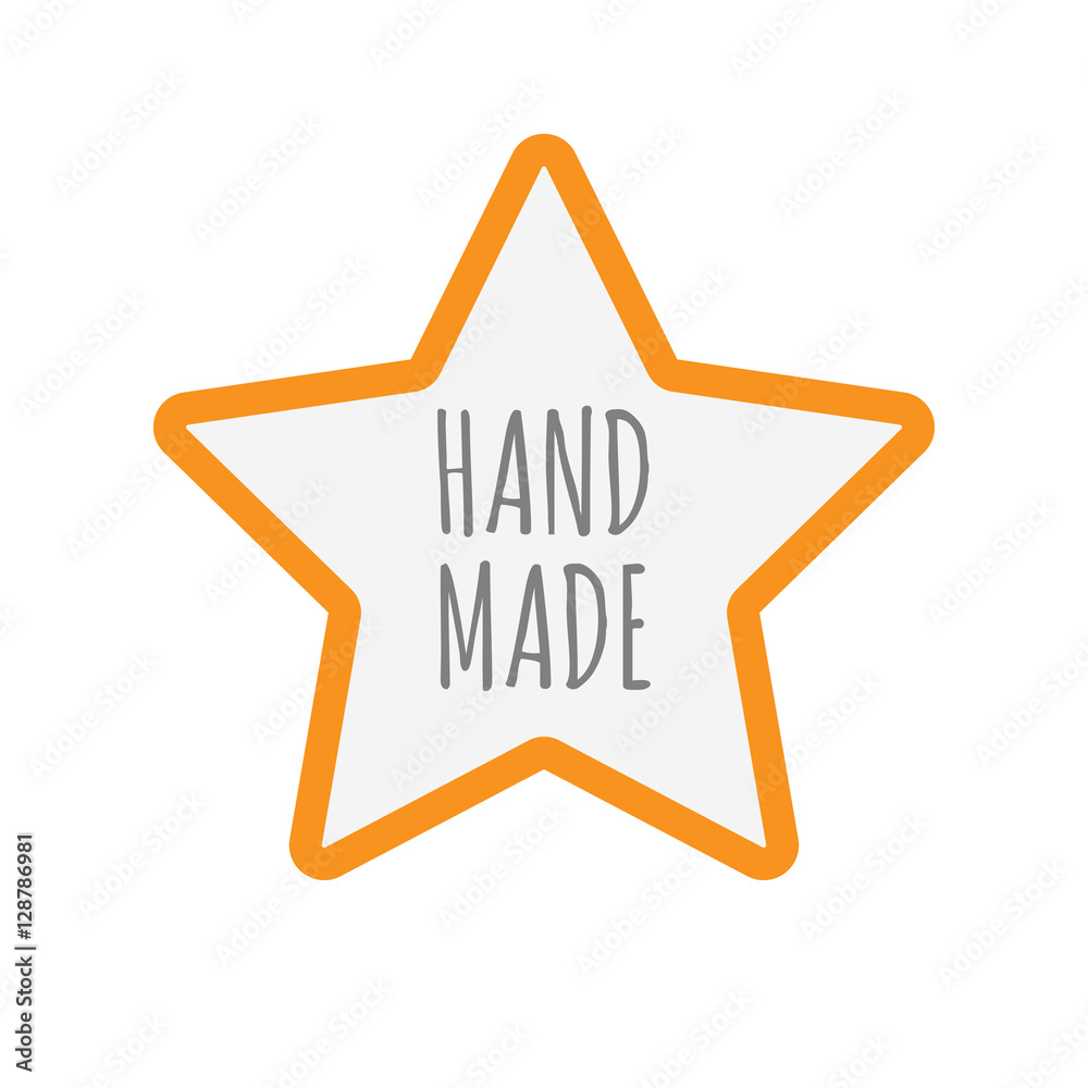 Isolated star icon with the text HAND MADE Isolated star icon with the text HAND MADE