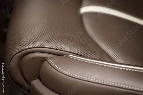 Part of leather car seat background. Macro photo.