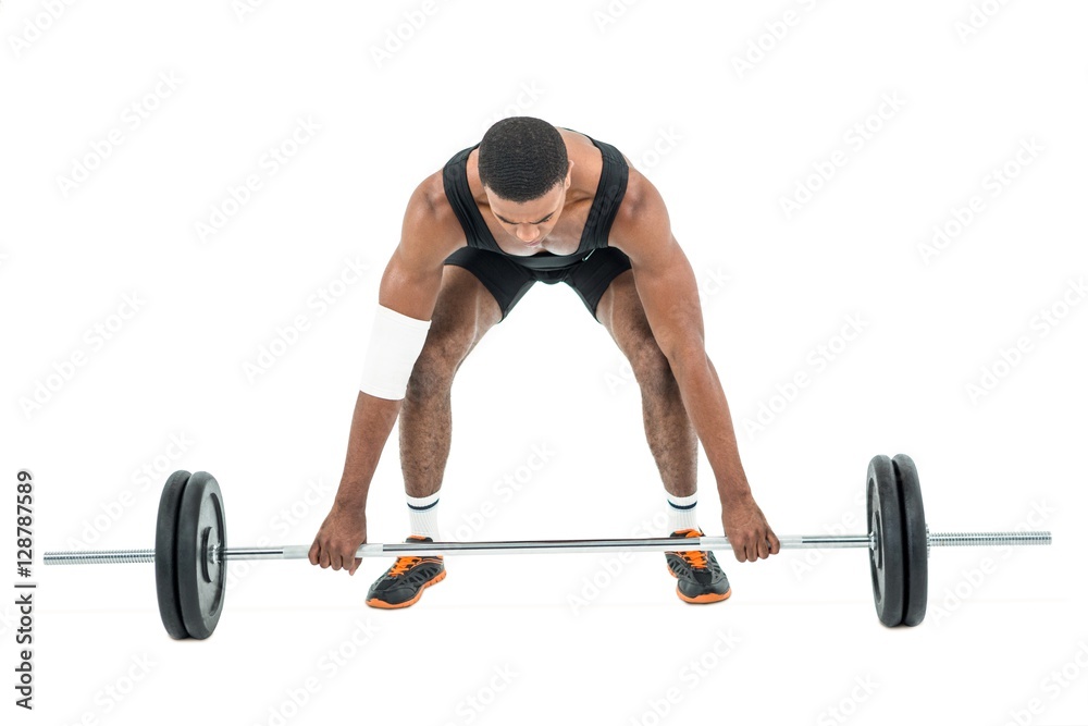 Bodybuilder lifting heavy barbell weights Bodybuilder lifting heavy barbell weights