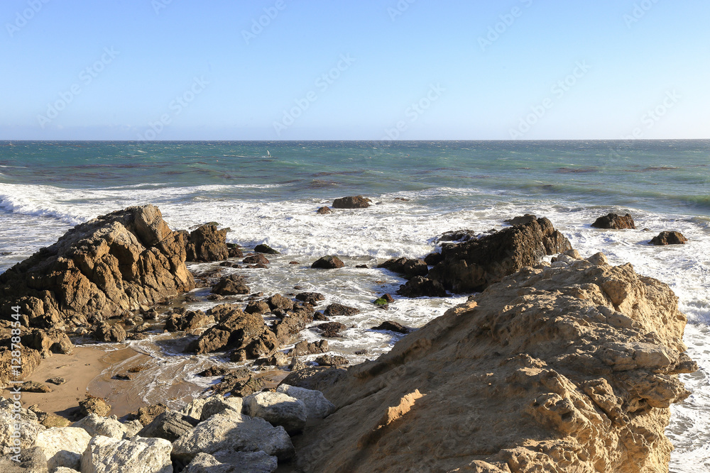 Rocks and waves at Leo Carrillo State Beach, Malibu California