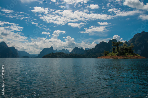 Scenic and unique landscape at Chieou Laan lake, Thailand photo