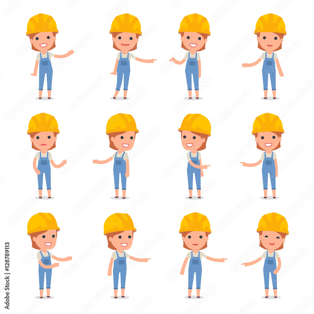 Builder Girl making Presentation for using in Design