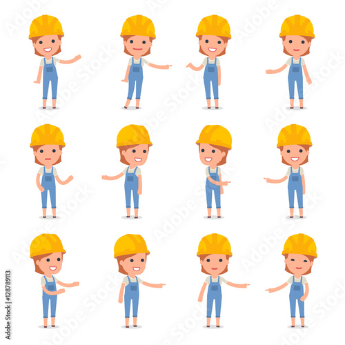 Builder Girl making Presentation for using in Design