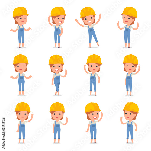 Builder Girl making Presentation for using in Design