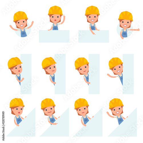 Builder Girl making Presentation for using in Design