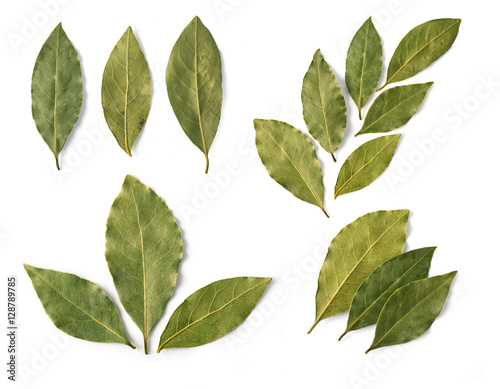 Dried bay leaves isolated © AlenKadr