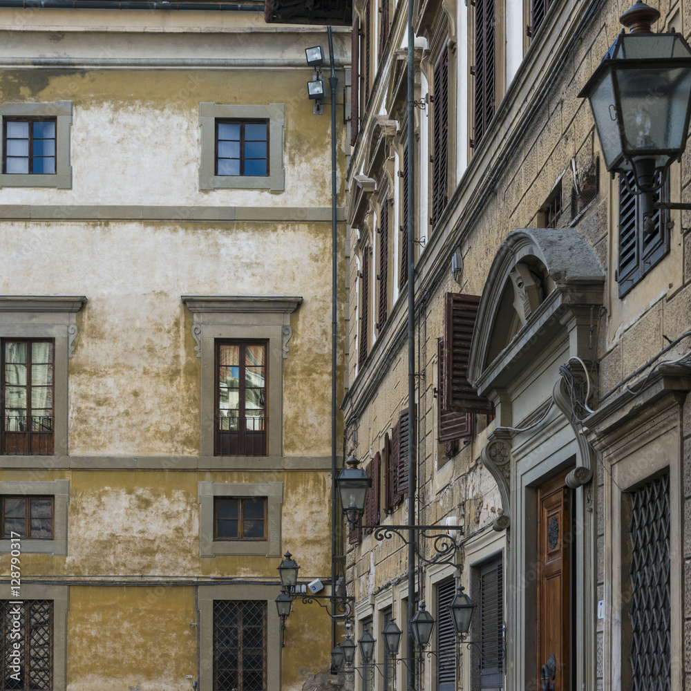 Naklejka premium Low angle view of architectural features in Florence, Italy