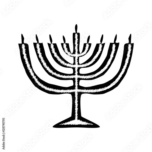 Chanukah candle black silhouette. Jewish religious holiday of Hanukkah. Vector illustration on isolated background