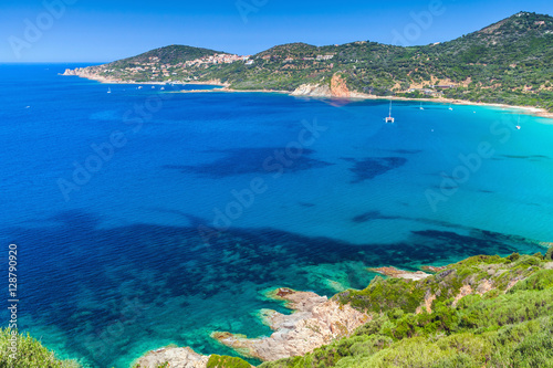 Coastal landscape of South Corsica, azure bay