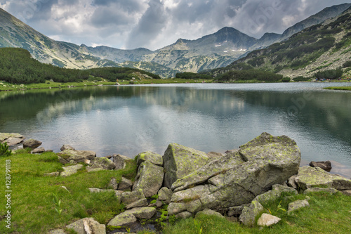 Reflection of Banderishki Chukar Peak in Muratovo lake, Pirin Mountain, Bulgaria