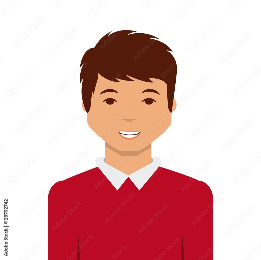 cartoon man smiling wearing casual clothes over white background. colorful design. vector illustration